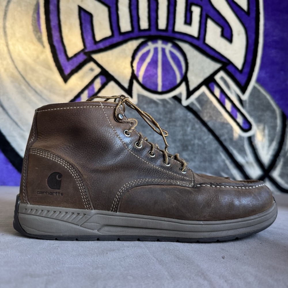 Size 11.5 - Carhartt Men's Moc Toe Wedge Chukka Soft Toe Work Boot Brown CMX4023 - Picture 2 of 10